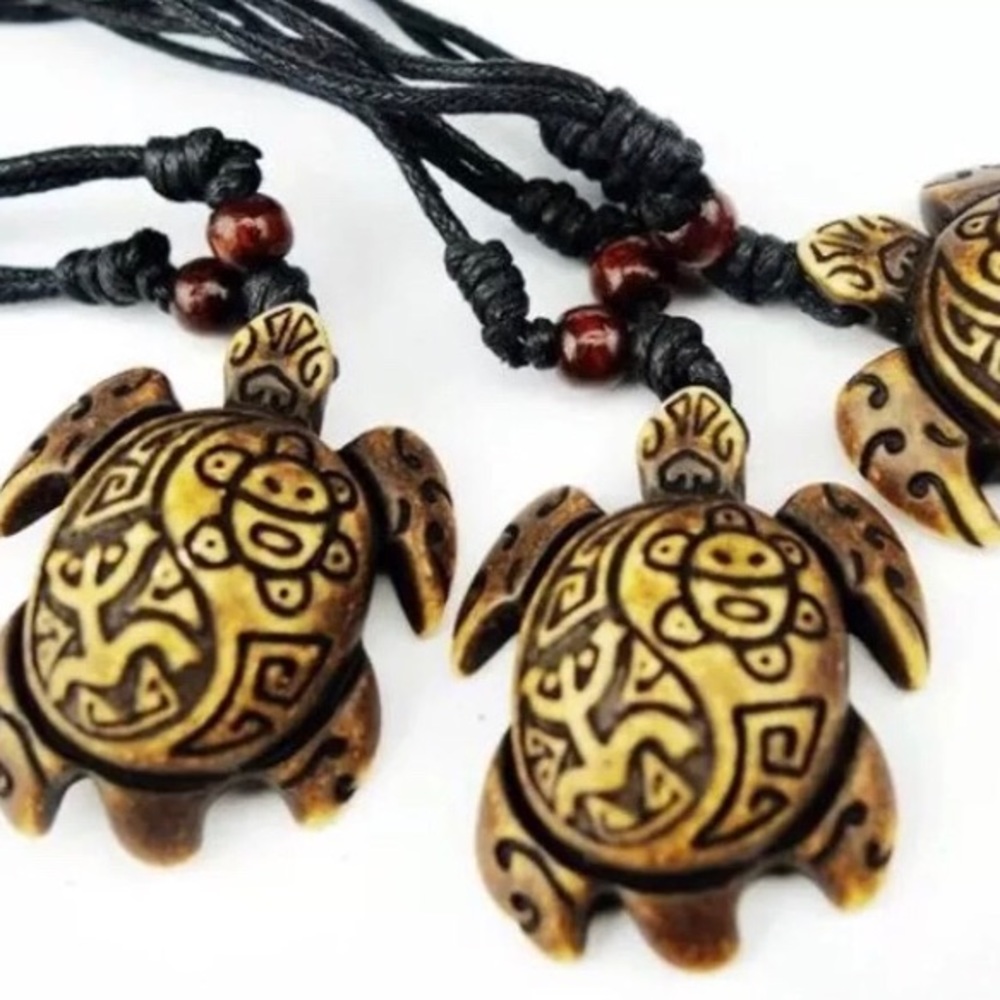 3 Taino Caribbean Turtle Pendant Cord Necklaces